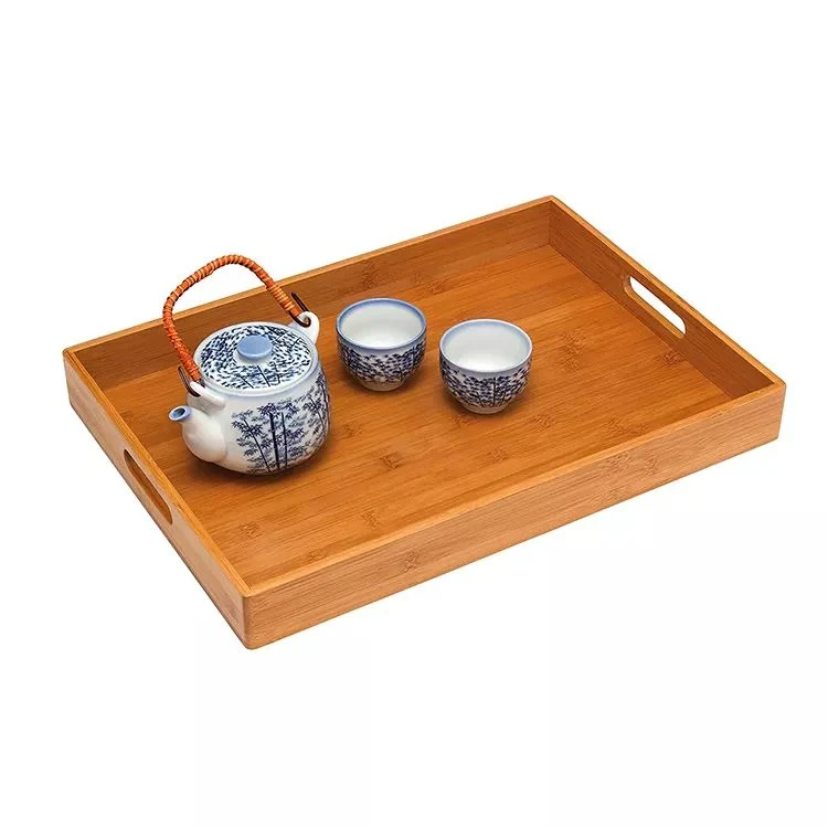 Coffee Tea Table Serving Platter Wood Tray Large Serving Tray with Handle