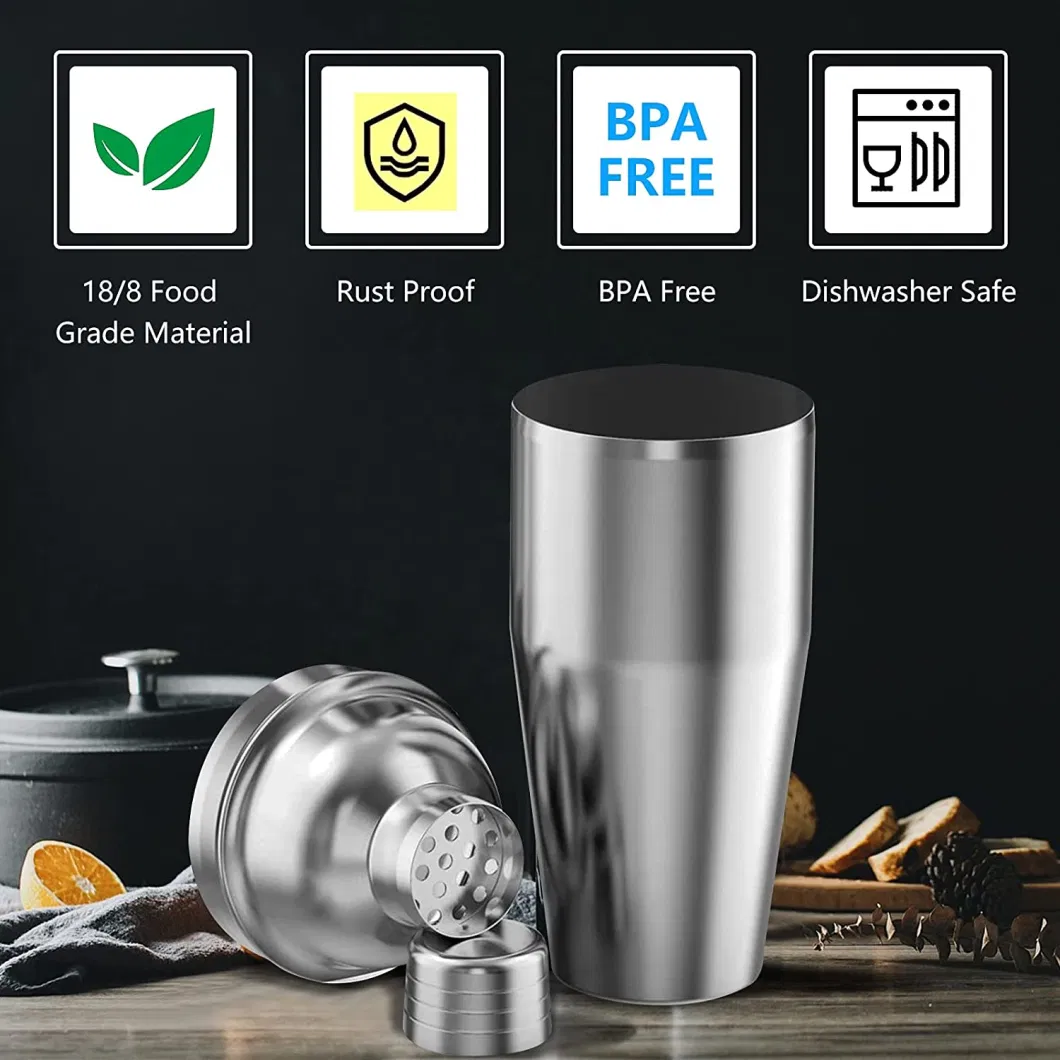Qzq Bar Accessories Professional Bartender Kit Double Wall 250ml 350ml 550ml 750ml Stainless Steel Cocktail Shaker