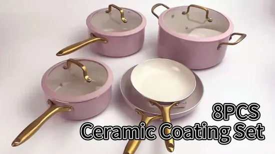 China Factory Price 8PCS Non Stick Ceramic Coating Induction Bottom Aluminum Cookware 