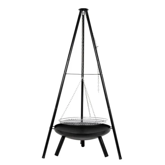Round Chain Tripod Charcoal BBQ Grill Beach Barbeque Grill 