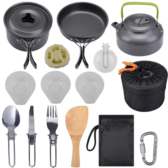 Camping Cookware Aluminium Alloy Folding Camping Cooking Set 