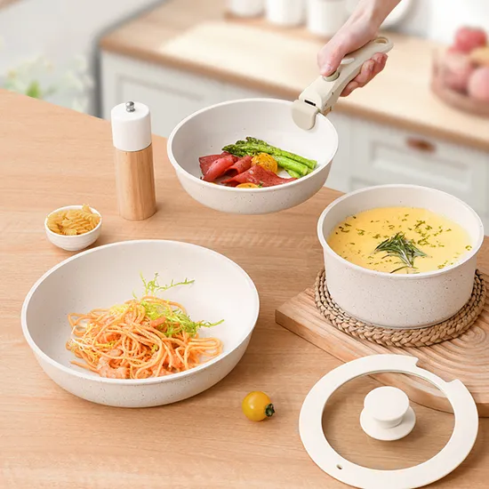 Induction Bottom Kitchenware Set Utensils Nonstick Cooking Pot Non Stick Pots and Pans Forged Aluminum Cookware Sets Detachable Handle 