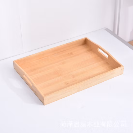 Coffee Tea Table Serving Platter Wood Tray Large Serving Tray with Handle
