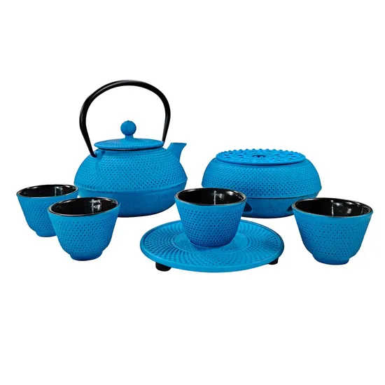 Chinese Classic 32 Oz 900ml Cast Iron Metal Teapots Tea Kettle Tea Pot Set Cast Iron Induction Teapot Set with Color Box 